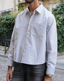 Sentier Grey Check Cropped Shirt