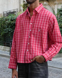 Sentier Red Check Cropped Shirt