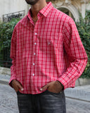Sentier Red Check Cropped Shirt