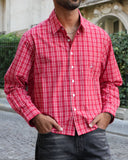 Sentier Red Check Cropped Shirt