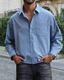 Sentier Navy Check Cropped Shirt