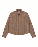 Sentier Brown Check Cropped Shirt