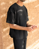 Black Pleated T-Shirt