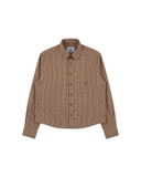 Sentier Brown Check Cropped Shirt